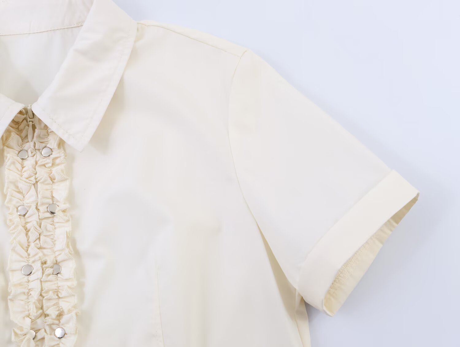 Spring Women Rivet Laminated Decoration Shirt Skirt Sets