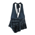 Spring Silk Net Halter Top Bell Bottom Pants Sets
