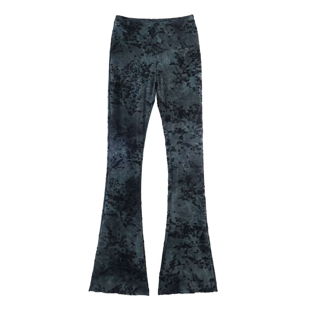 Spring Silk Net Halter Top Bell Bottom Pants Sets