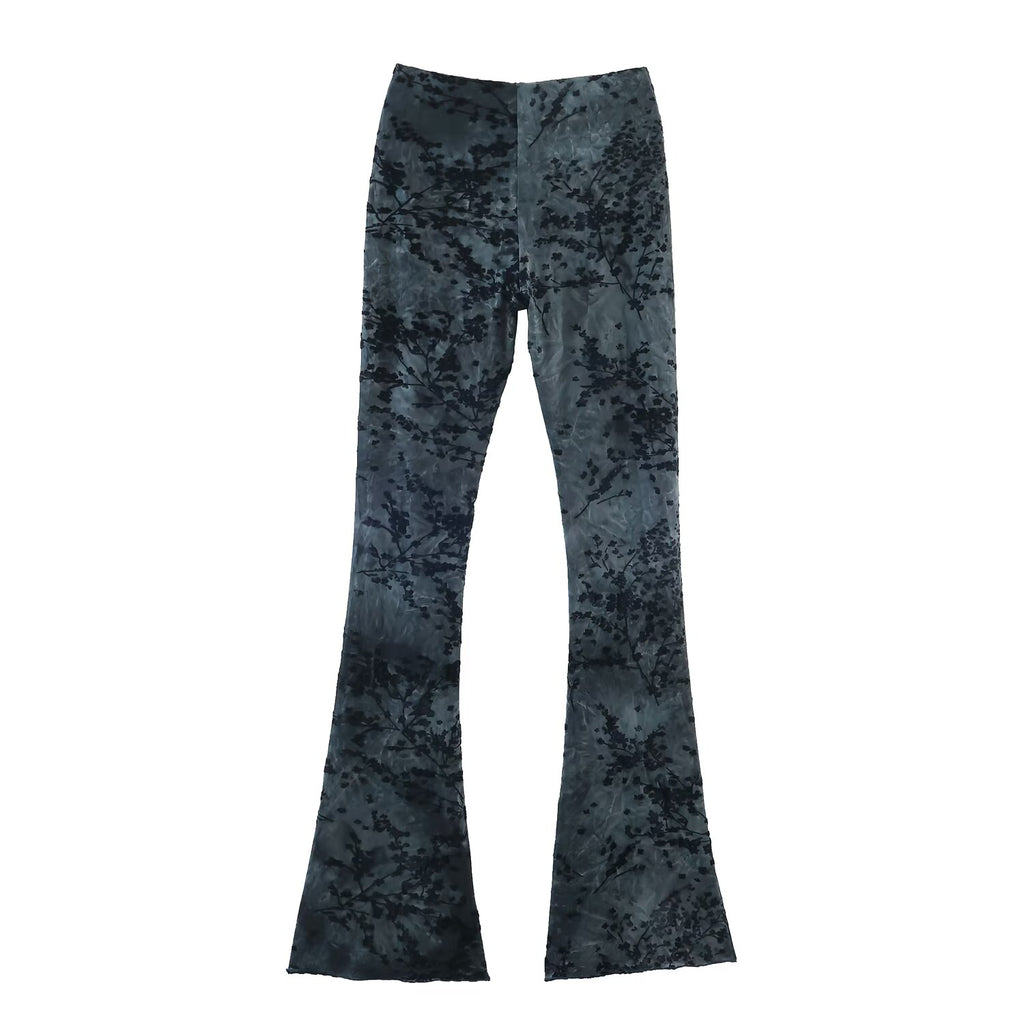 Spring Silk Net Halter Top Bell Bottom Pants Sets