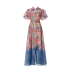 Women's Summer Floral Short Sleeved Waist Long Dress
