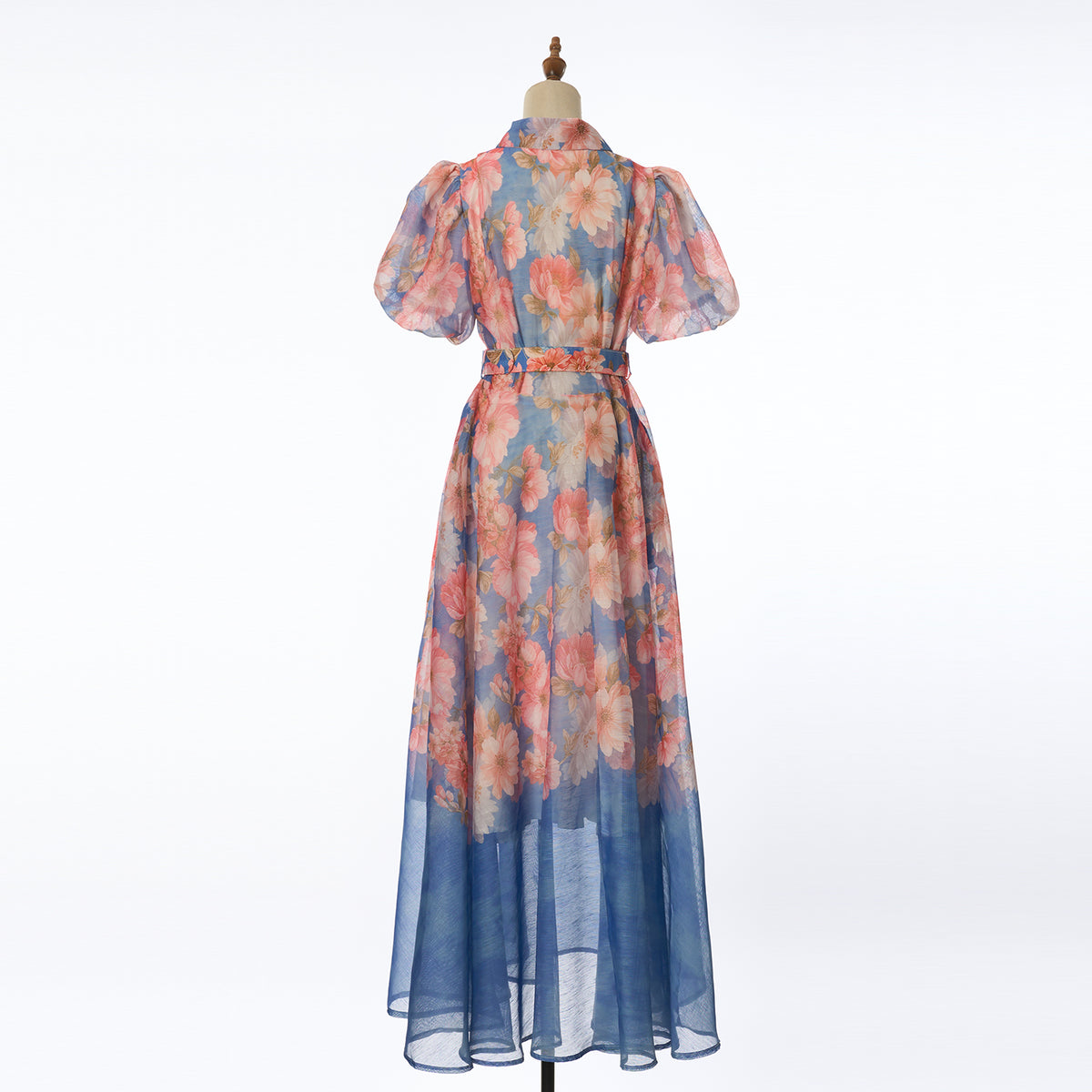 Women's Summer Floral Short Sleeved Waist Long Dress