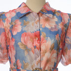 Women's Summer Floral Short Sleeved Waist Long Dress