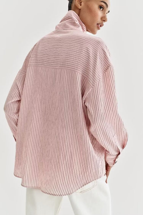 Women Clothing Top Product Casual Turtleneck Striped Shirt