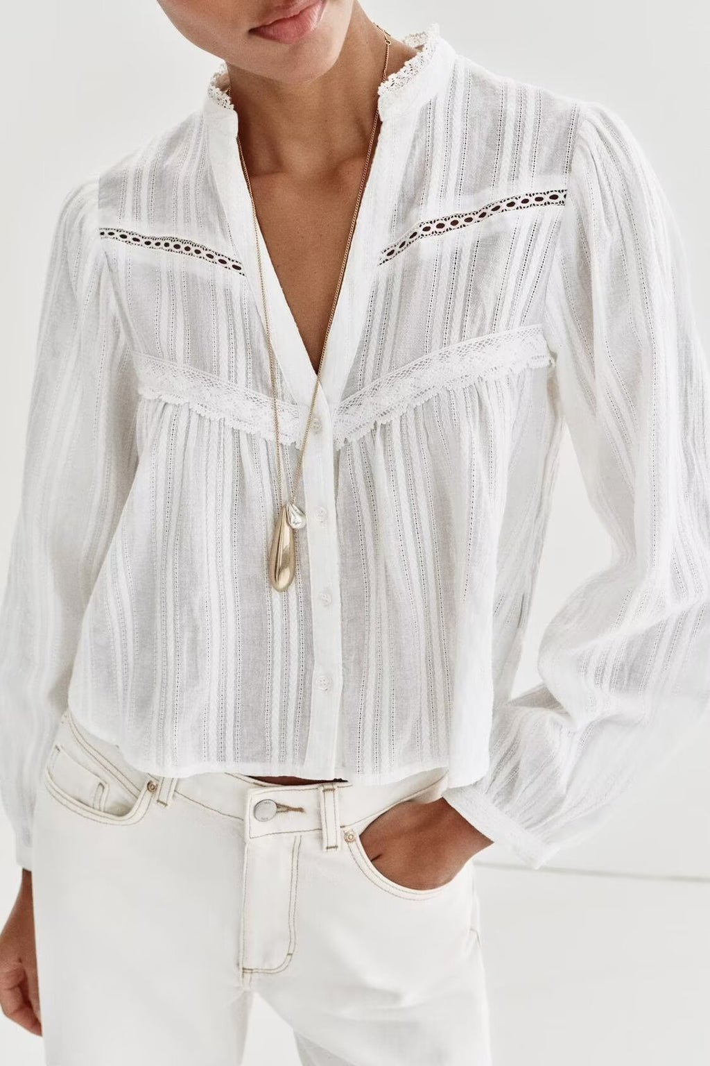 Women's Lace Long-Sleeve Vintage Shirt