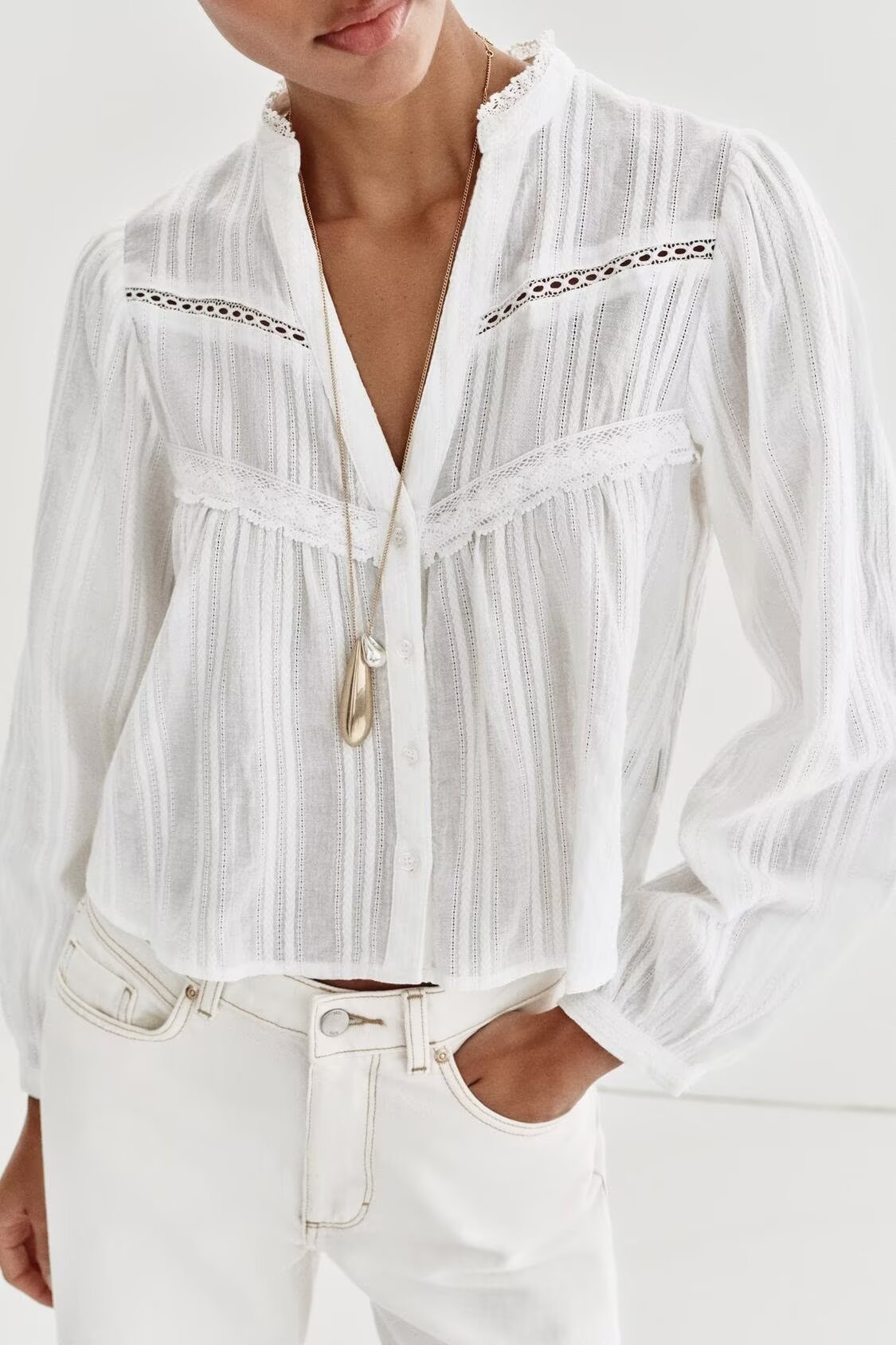Women's Lace Long-Sleeve Vintage Shirt