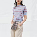 Women’s Lavender Contrast Stripe Crew Neck Top