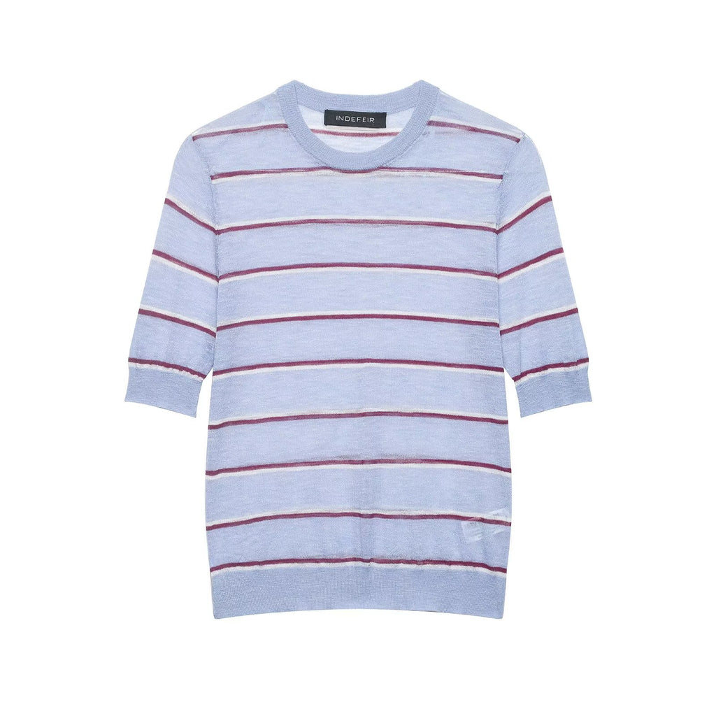 Women’s Lavender Contrast Stripe Crew Neck Top