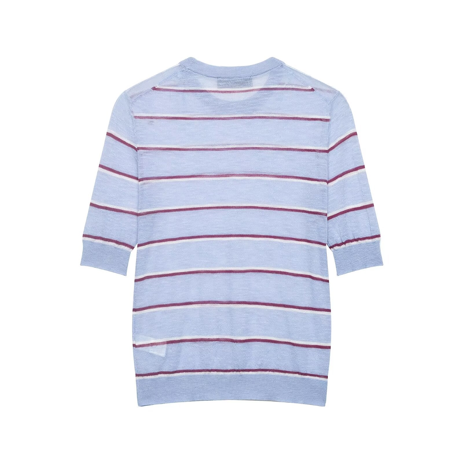 Women’s Lavender Contrast Stripe Crew Neck Top