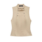 Button Detail Stretch Tank Top for Women