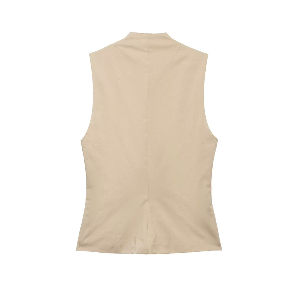 Button Detail Stretch Tank Top for Women