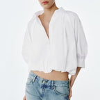 Puff Sleeve Collared Shirt