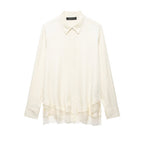 Women's Gentle Office Lace Collared Loose Chiffon Long Sleeve Shirt
