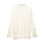 Women's Gentle Office Lace Collared Loose Chiffon Long Sleeve Shirt