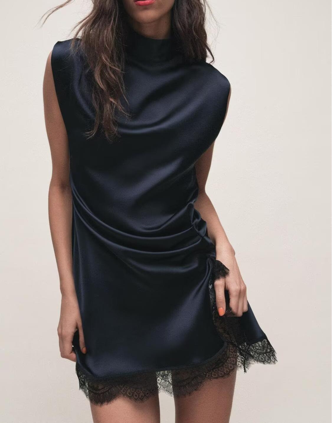 Women's Lace Satin Dress