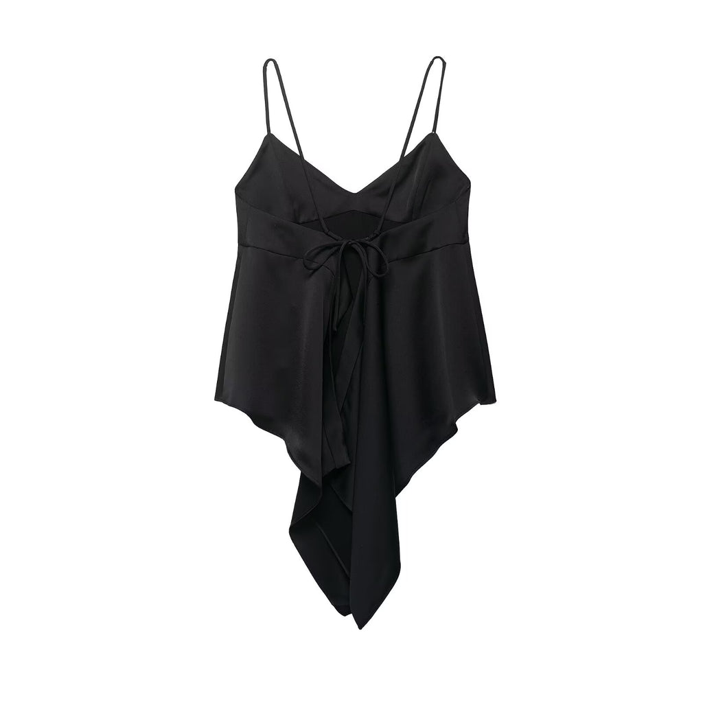 Women's Asymmetric Silk Satin Texture Underwear Top