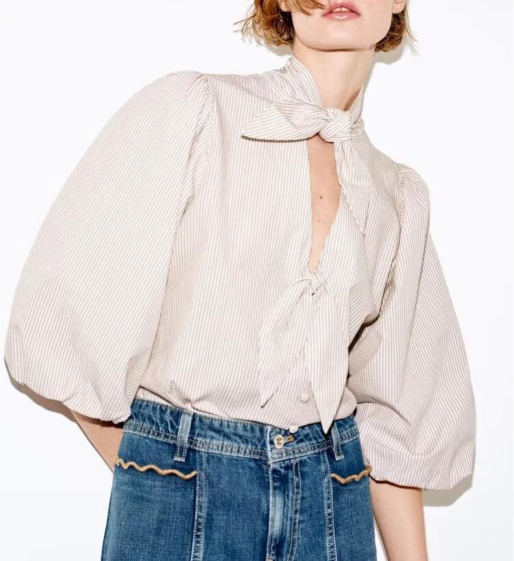 Women's Striped Bow Shirt