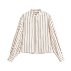 Spring Women Striped Shirt Pleated Pants