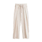 Spring Women Striped Shirt Pleated Pants