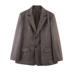 Women Clothing Summer Striped Double Layer Blazer Pants Sets