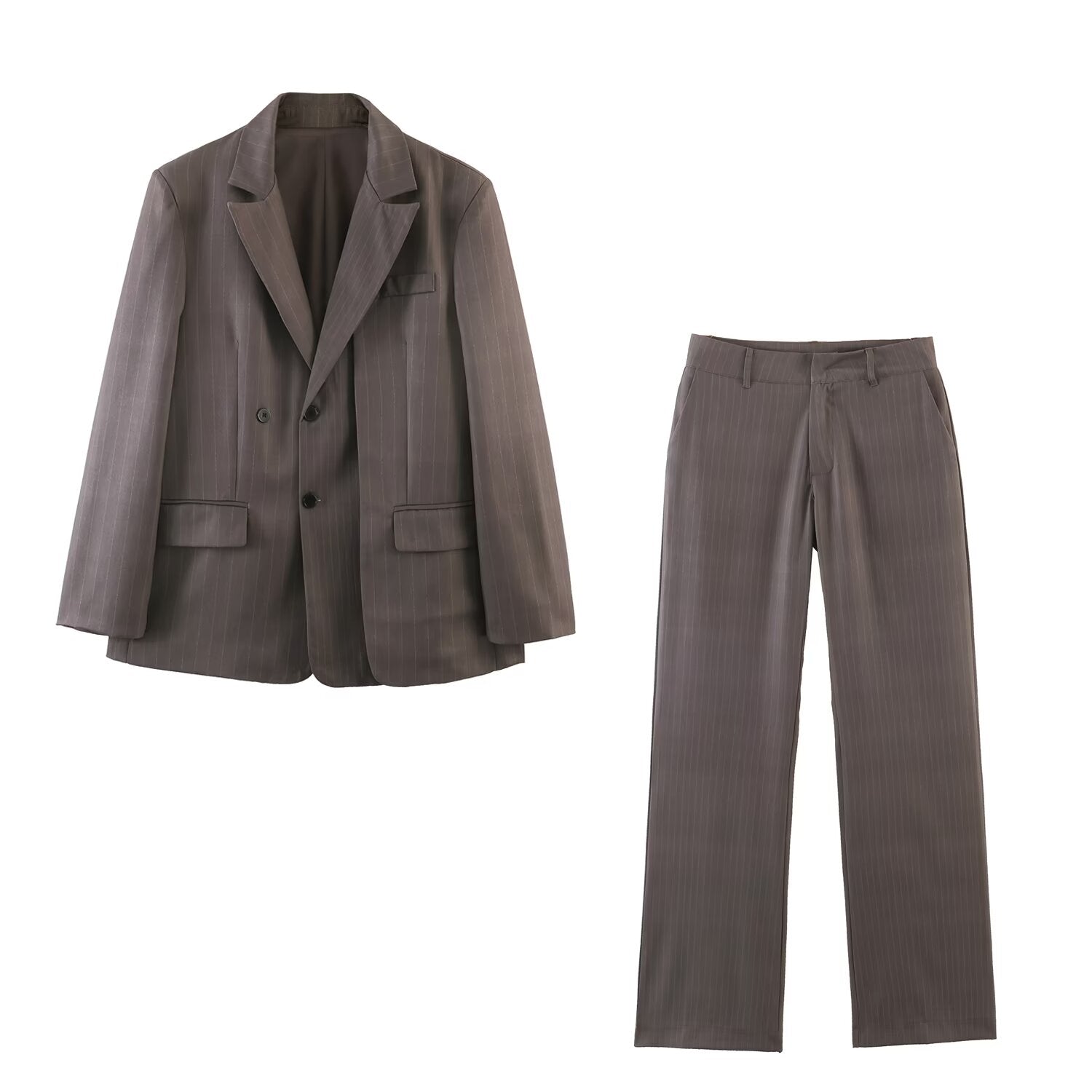Women Clothing Summer Striped Double Layer Blazer Pants Sets