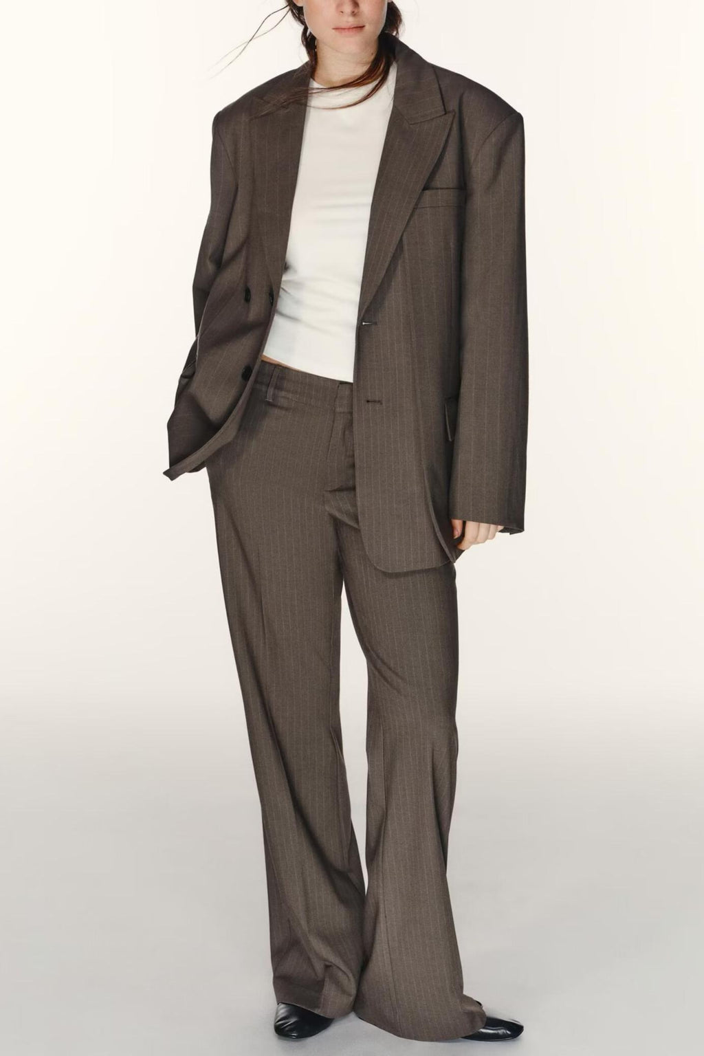 Women Clothing Summer Striped Double Layer Blazer Pants Sets