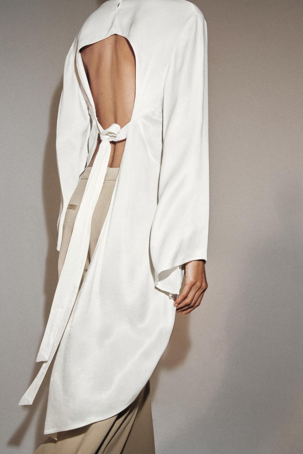 Asymmetric Silk Satin Backless Top