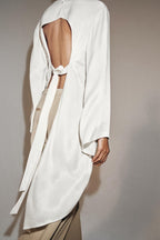 Asymmetric Silk Satin Backless Top