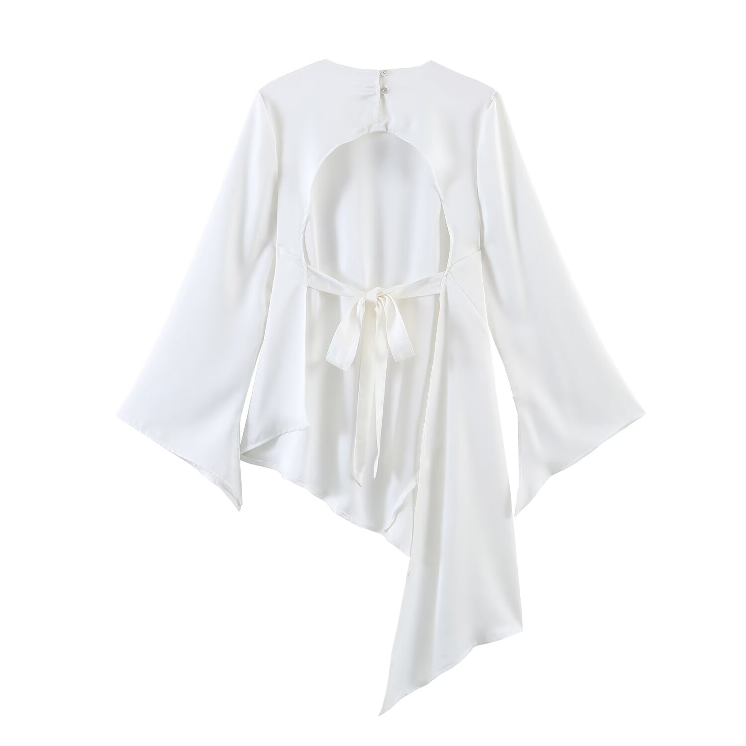 Asymmetric Silk Satin Backless Top