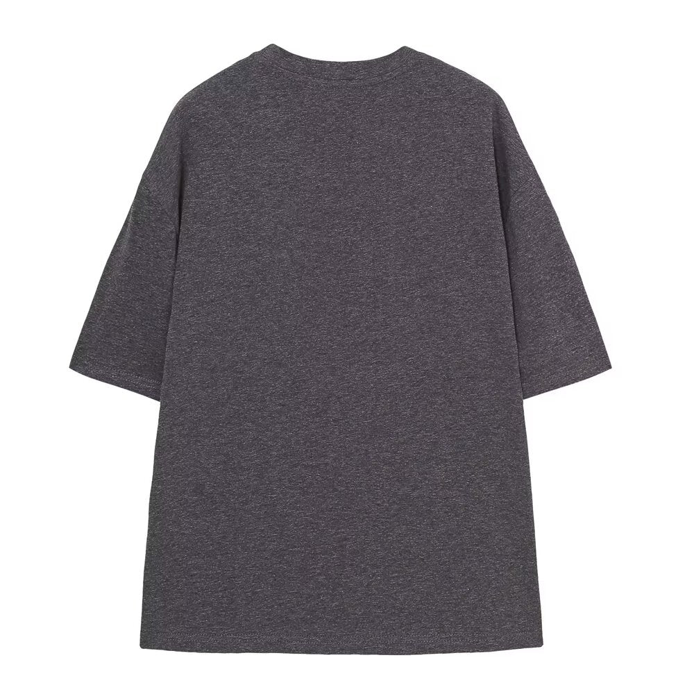 Women's Clothing Summer Casual Loose Simple Round Neck Girl Printed T Shirt