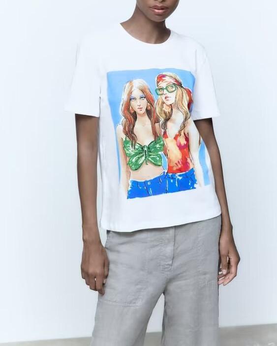Women's Clothing Summer Retro Simple Girl Printed T Shirt