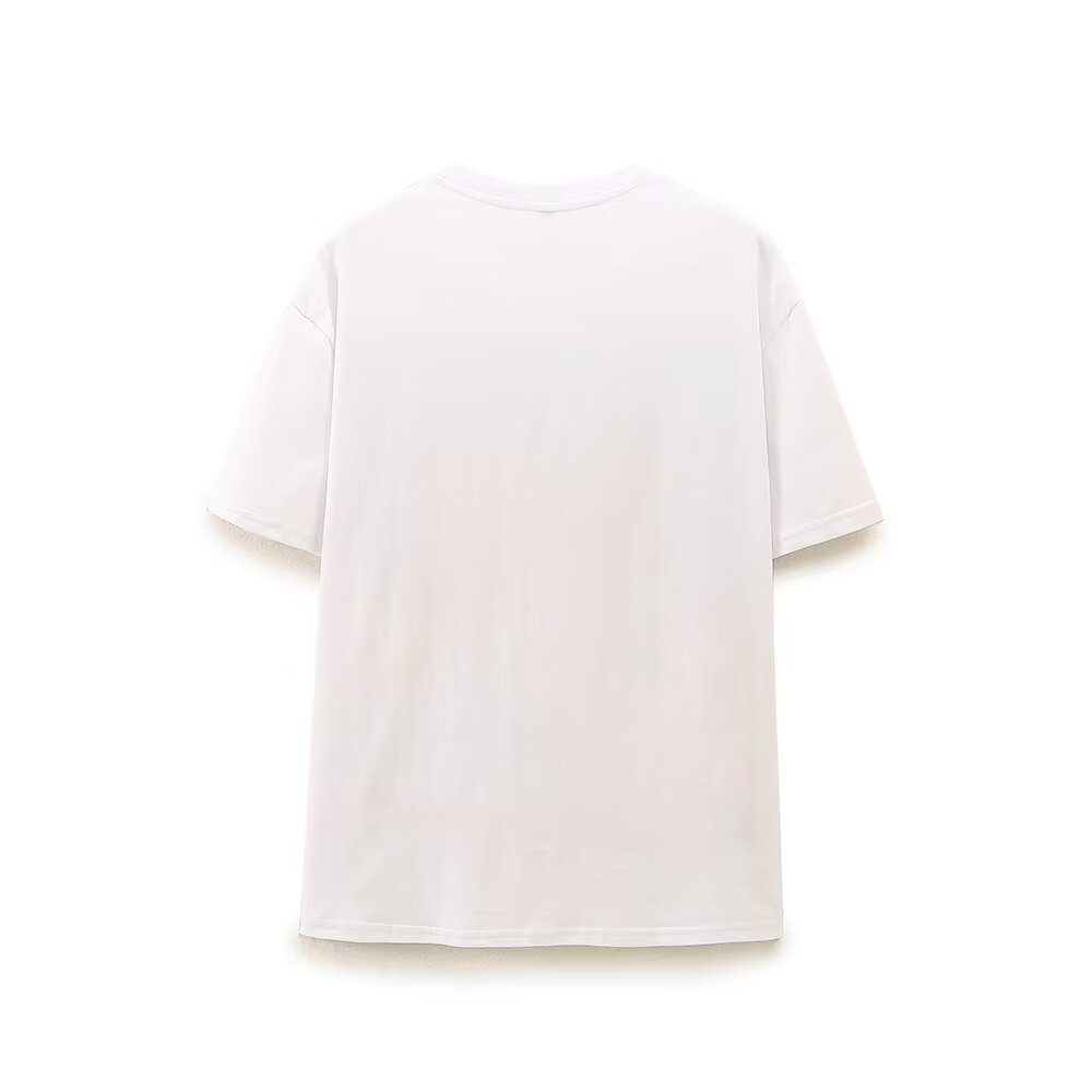 Women's Clothing Summer Simple Loose Cartoon Girl Printed T Shirt
