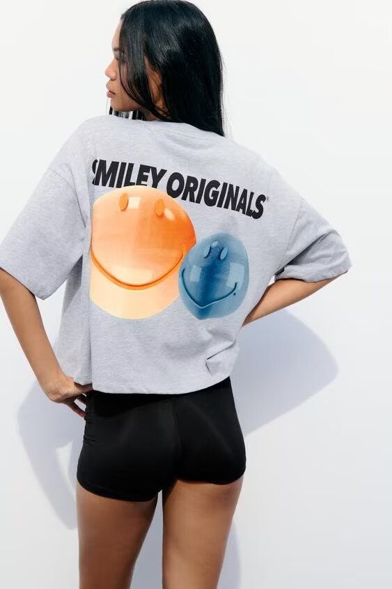 Women's Clothing Summer Trendy Casual Smiley Printed T Shirt