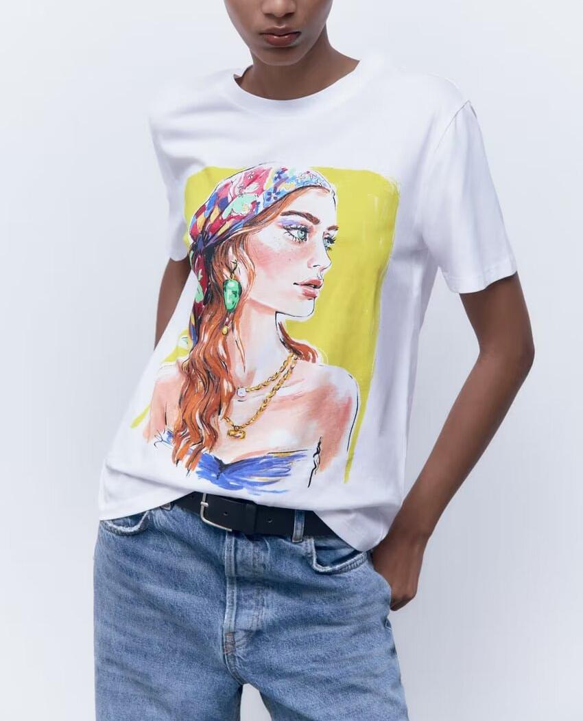 Women's Clothing Summer All Match Girl Printed T Shirt