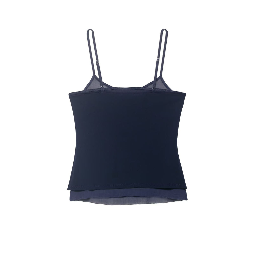 Spring Stitching Silk Net Strap Top