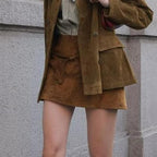 Summer Belt Suede Texture Skirt