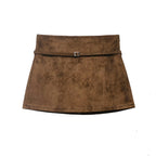 Summer Belt Suede Texture Skirt