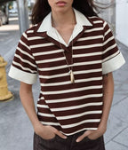 Retro Striped Polo Shirt
