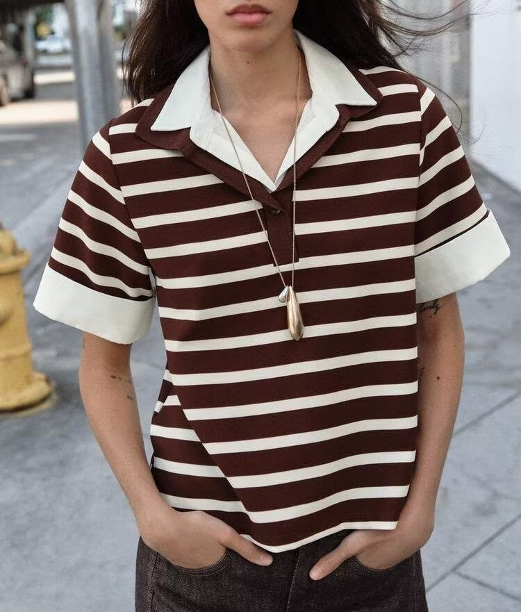 Retro Striped Polo Shirt
