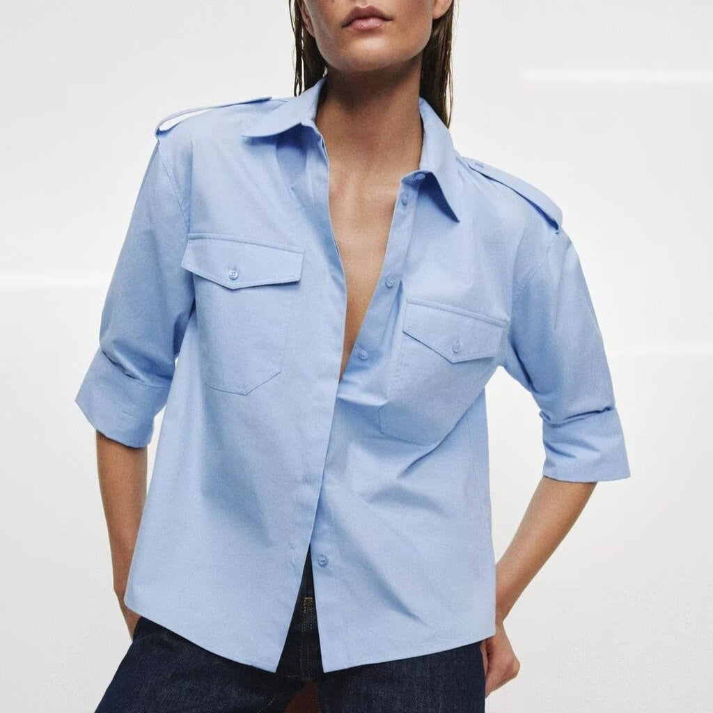 Casual Pocket Poplin Shirt