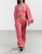 Women's Clothing at Asymmetric Linen Blended Cape Kimono Coat Trousers