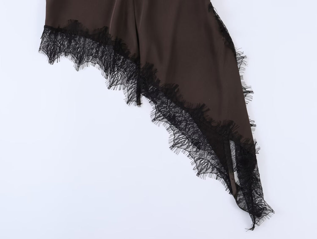 Women Clothing Spring Elegant Asymmetry Lace Vest Top