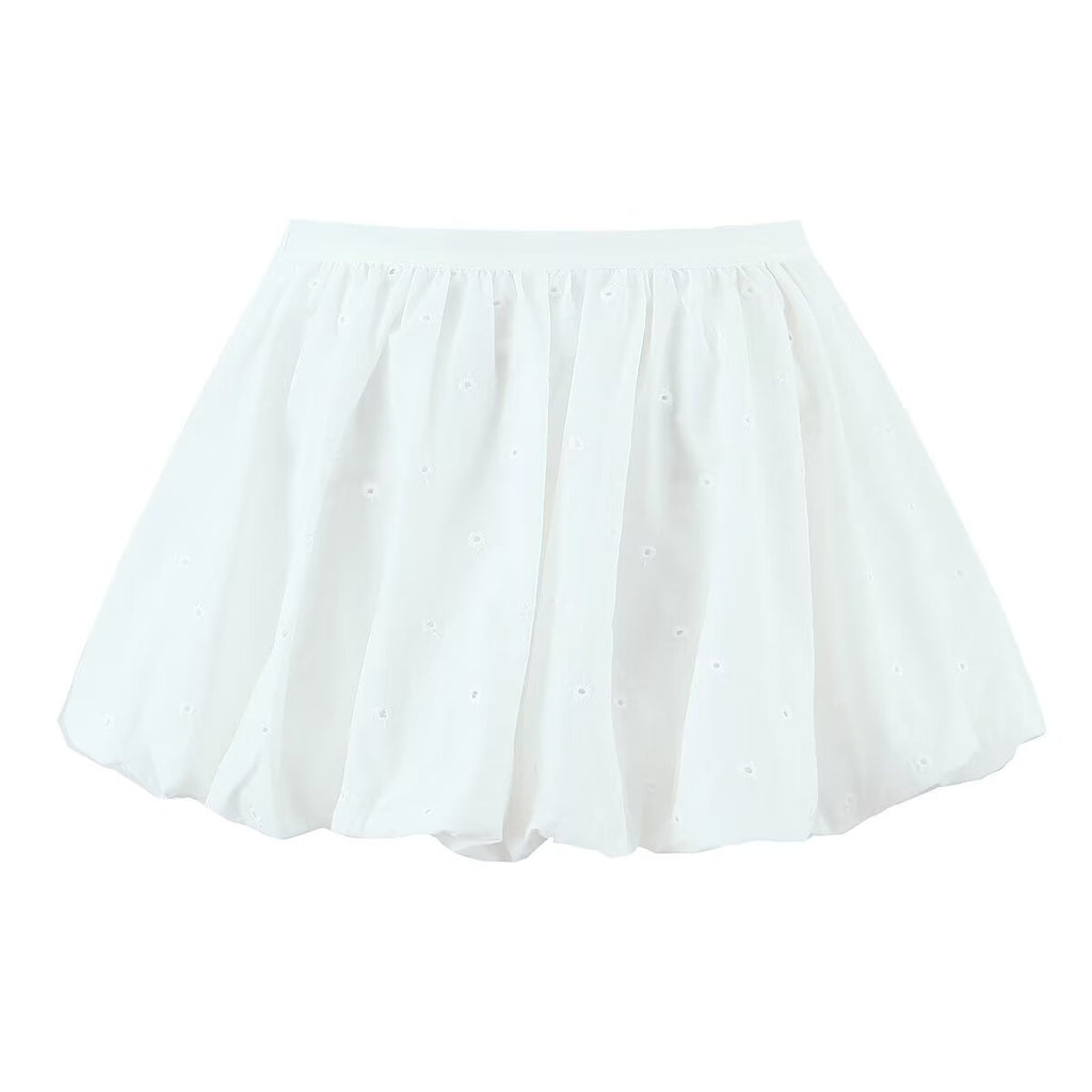 Summer Clothes Elegant Embroidery Low Waist Puffy Bud Skirt