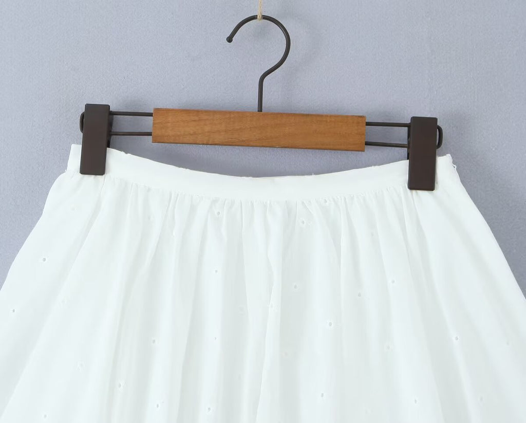 Summer Clothes Elegant Embroidery Low Waist Puffy Bud Skirt