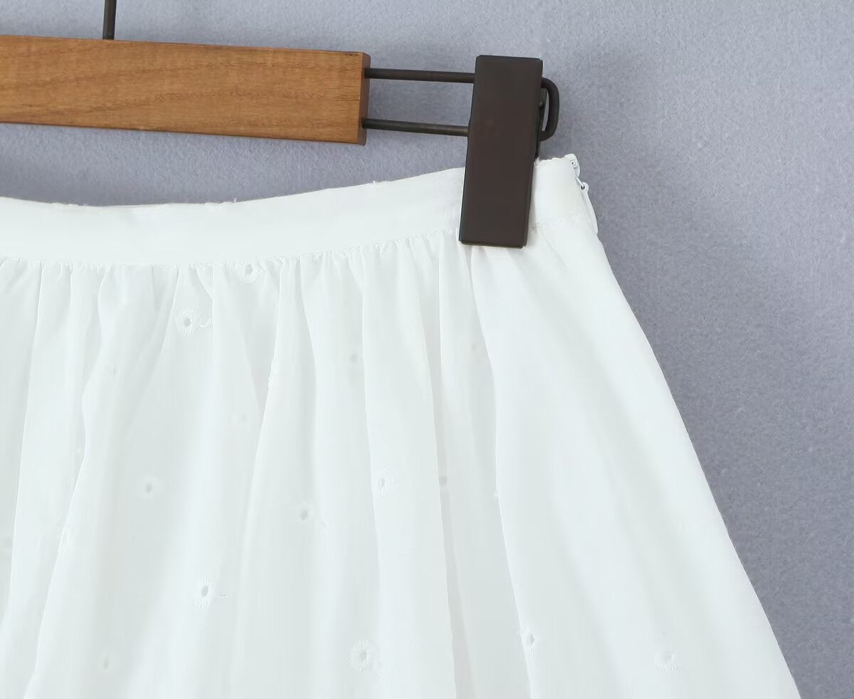 Summer Clothes Elegant Embroidery Low Waist Puffy Bud Skirt