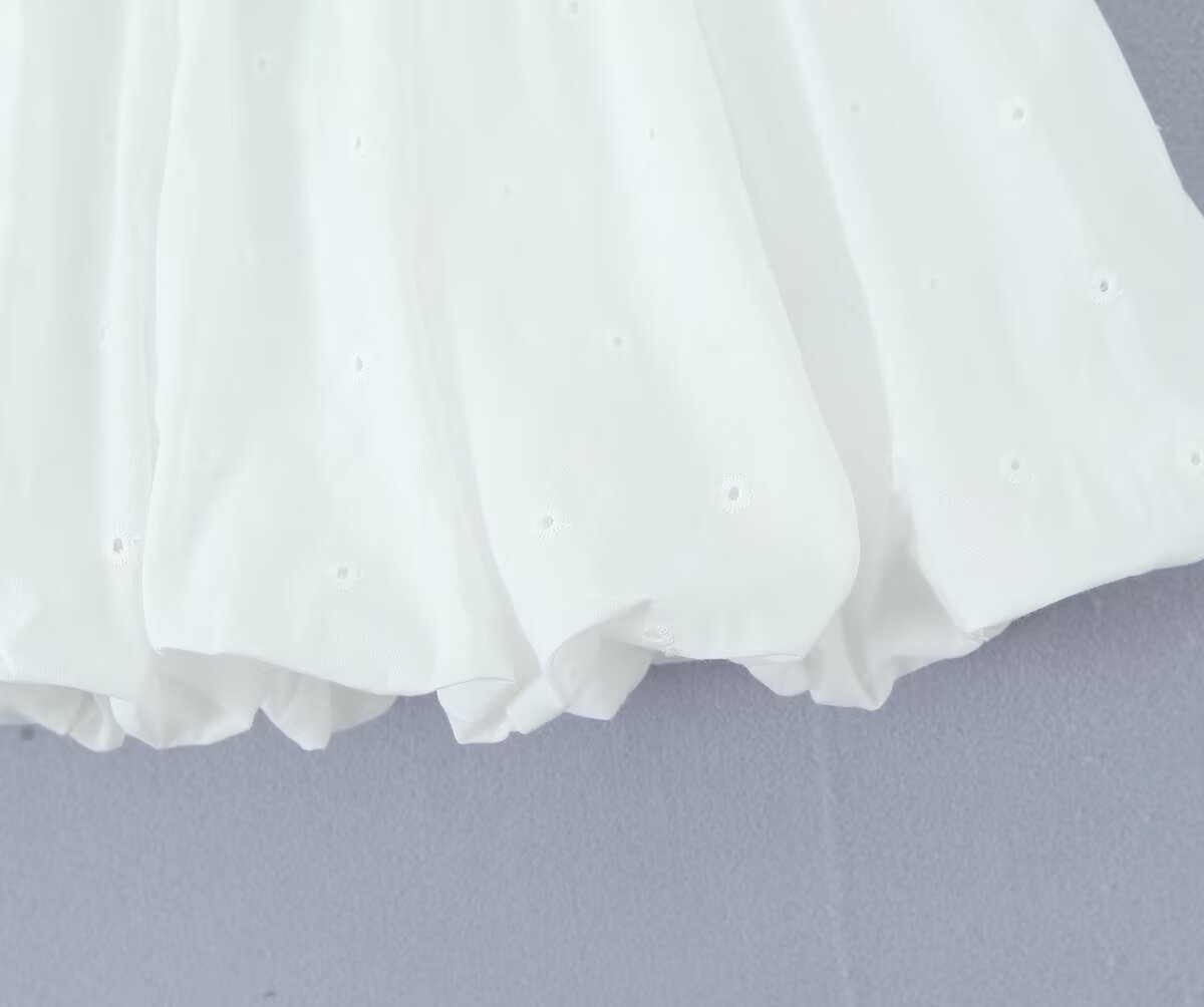 Summer Clothes Elegant Embroidery Low Waist Puffy Bud Skirt