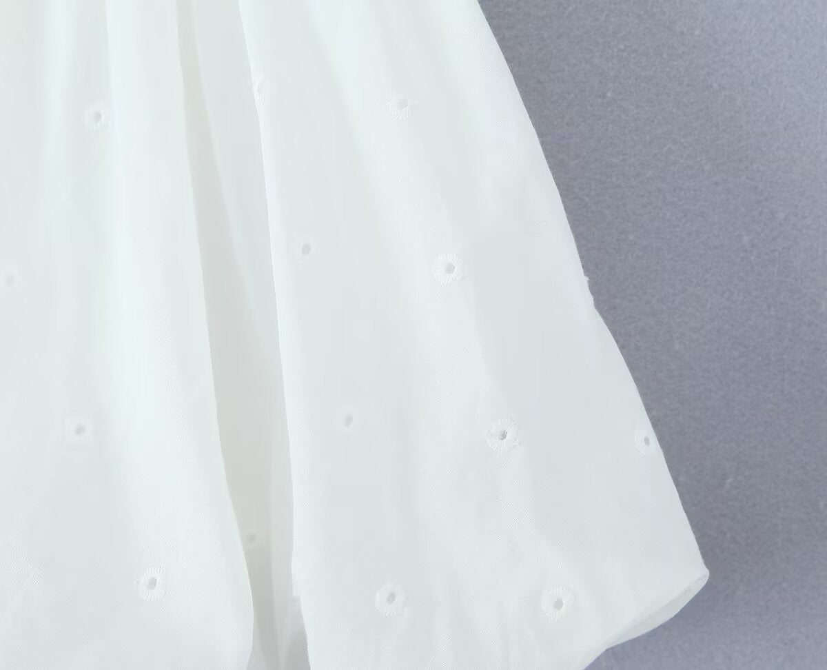 Summer Clothes Elegant Embroidery Low Waist Puffy Bud Skirt