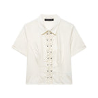 Women's Clothing Spring Rivets Laminated Shirt