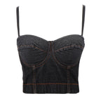 's Boning Corset Denim Camisole 's Short Slim Fit Backless Base
