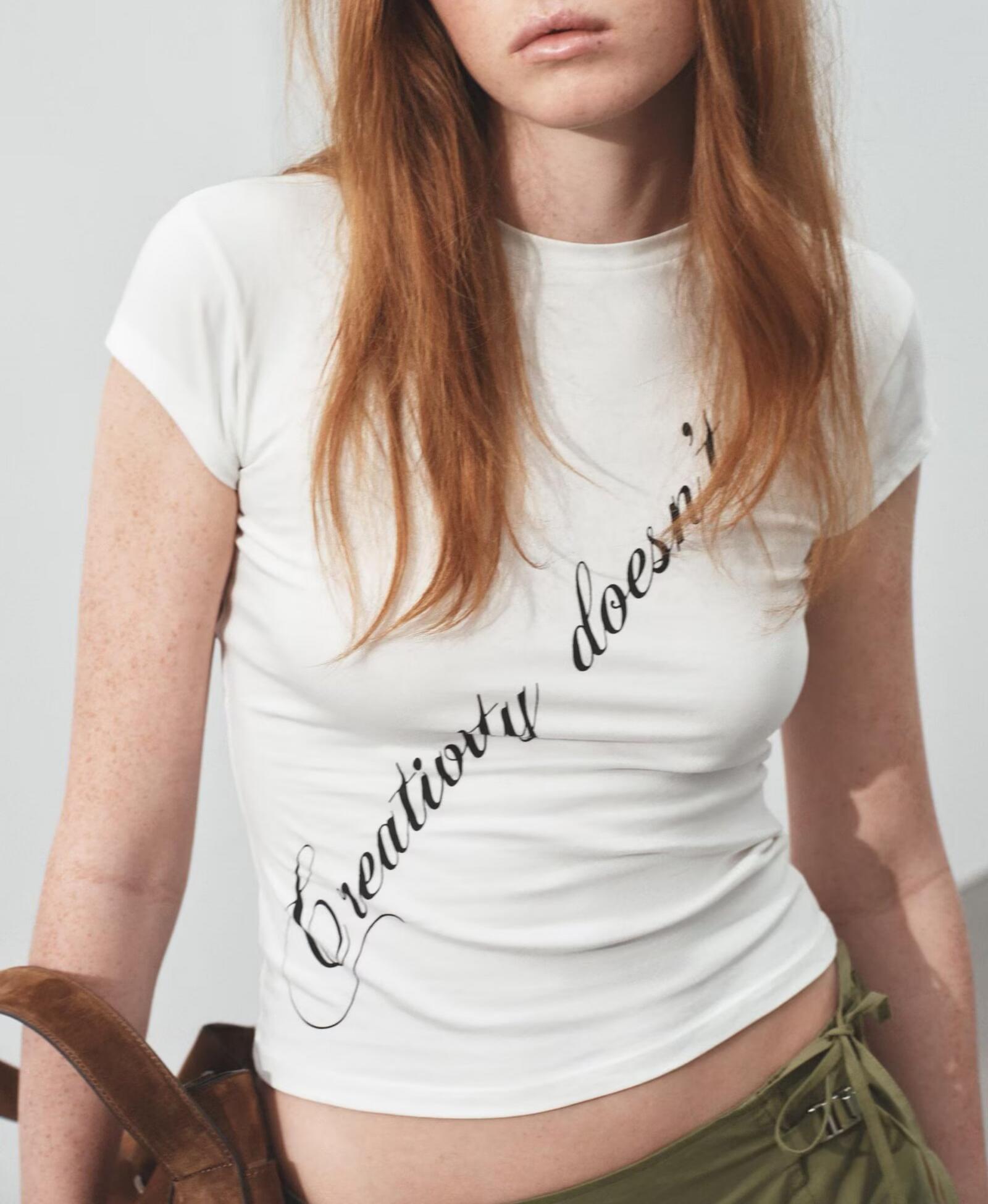 Women's Women Clothing Summer Simple All Match Front Printed T Shirt